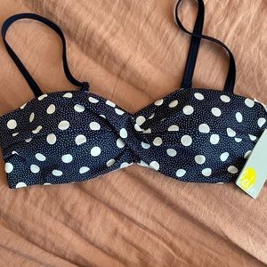 New with tags navy blue polka dot Boden bikini top. US 12